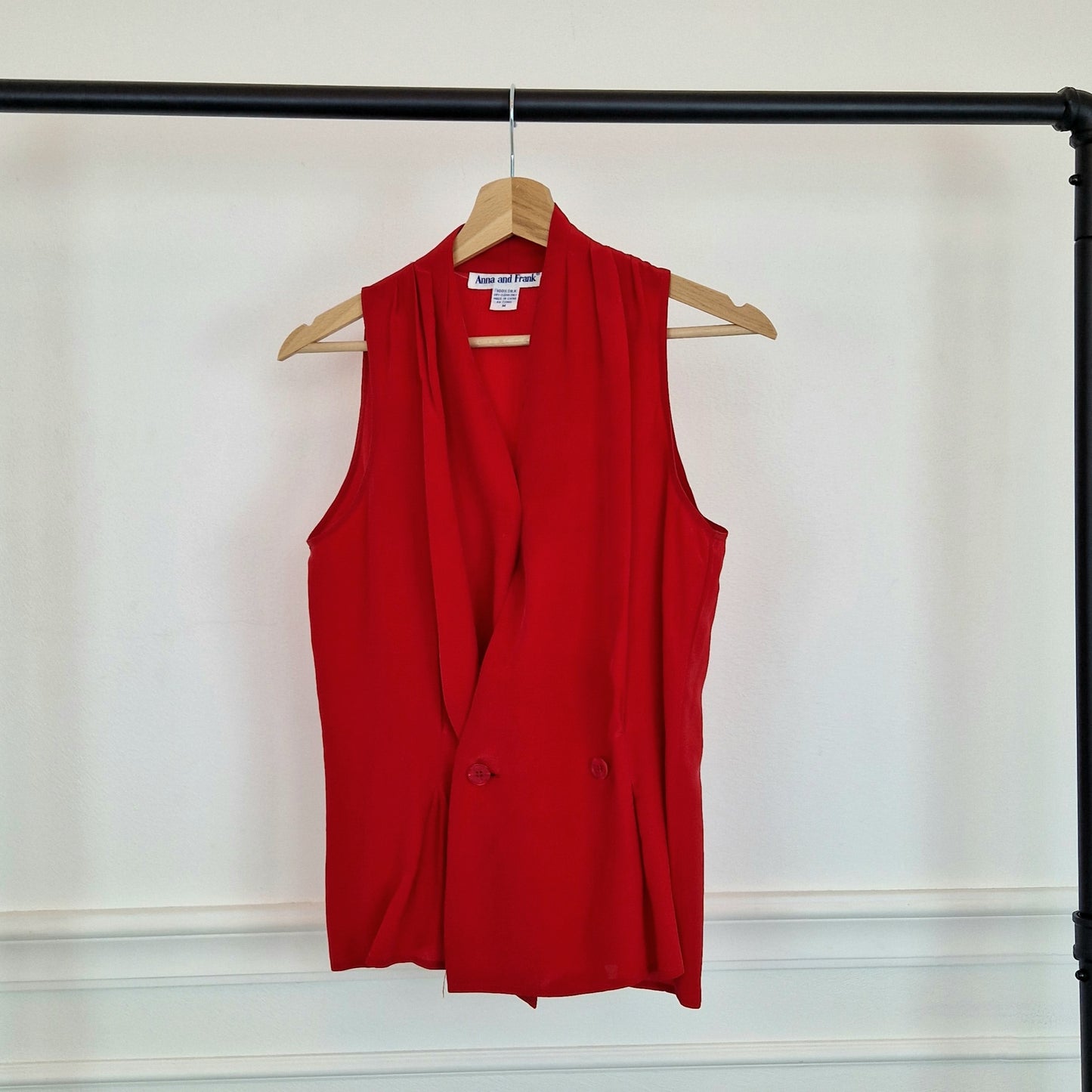 Top vintage rosso pura seta