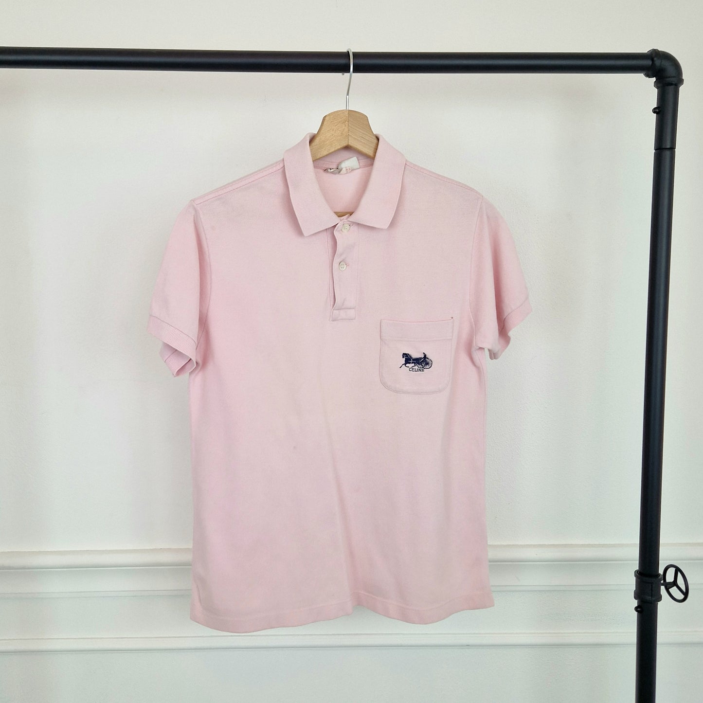 Polo Celine vintage rosa chiaro