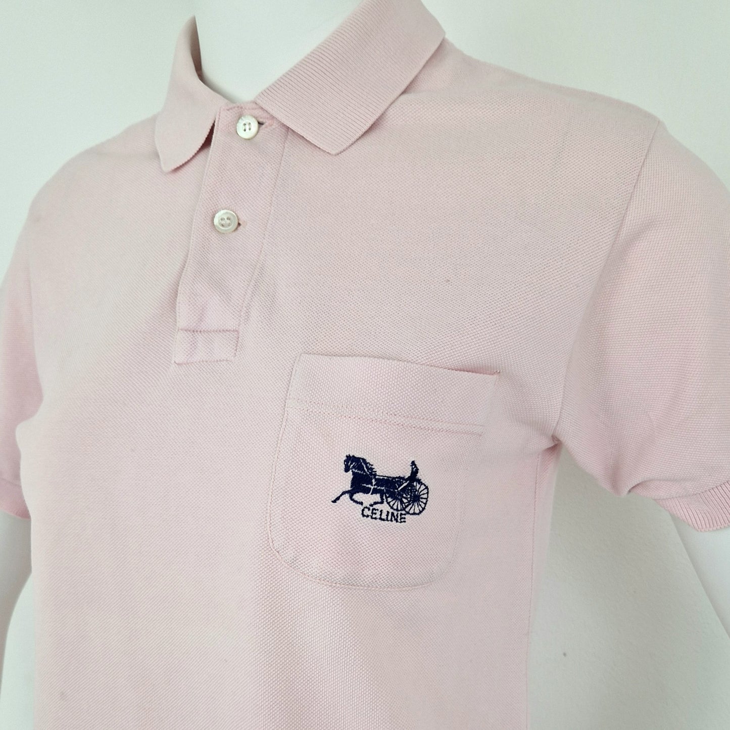 Polo Celine vintage rosa chiaro