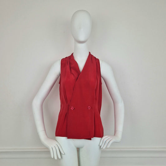 Top vintage rosso pura seta