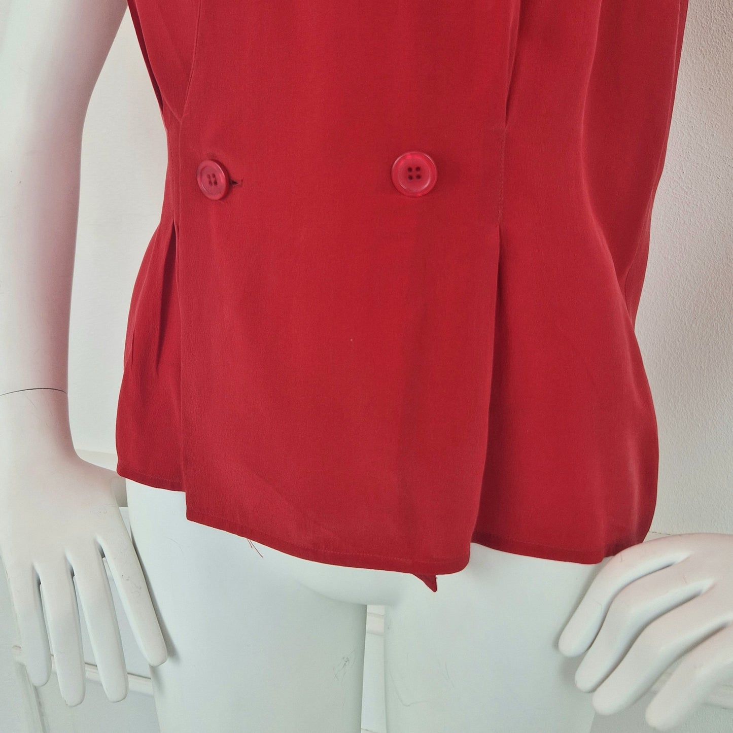 Top vintage rosso pura seta