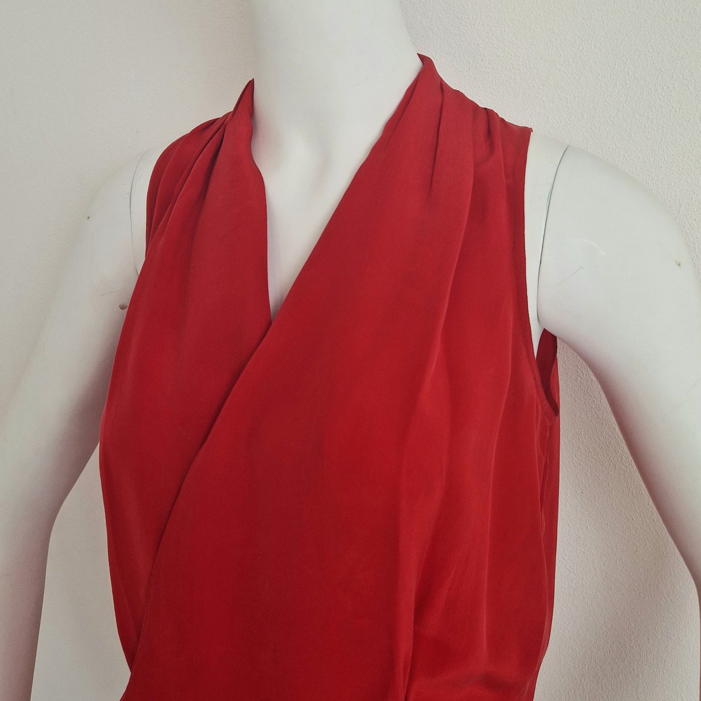 Top vintage rosso pura seta