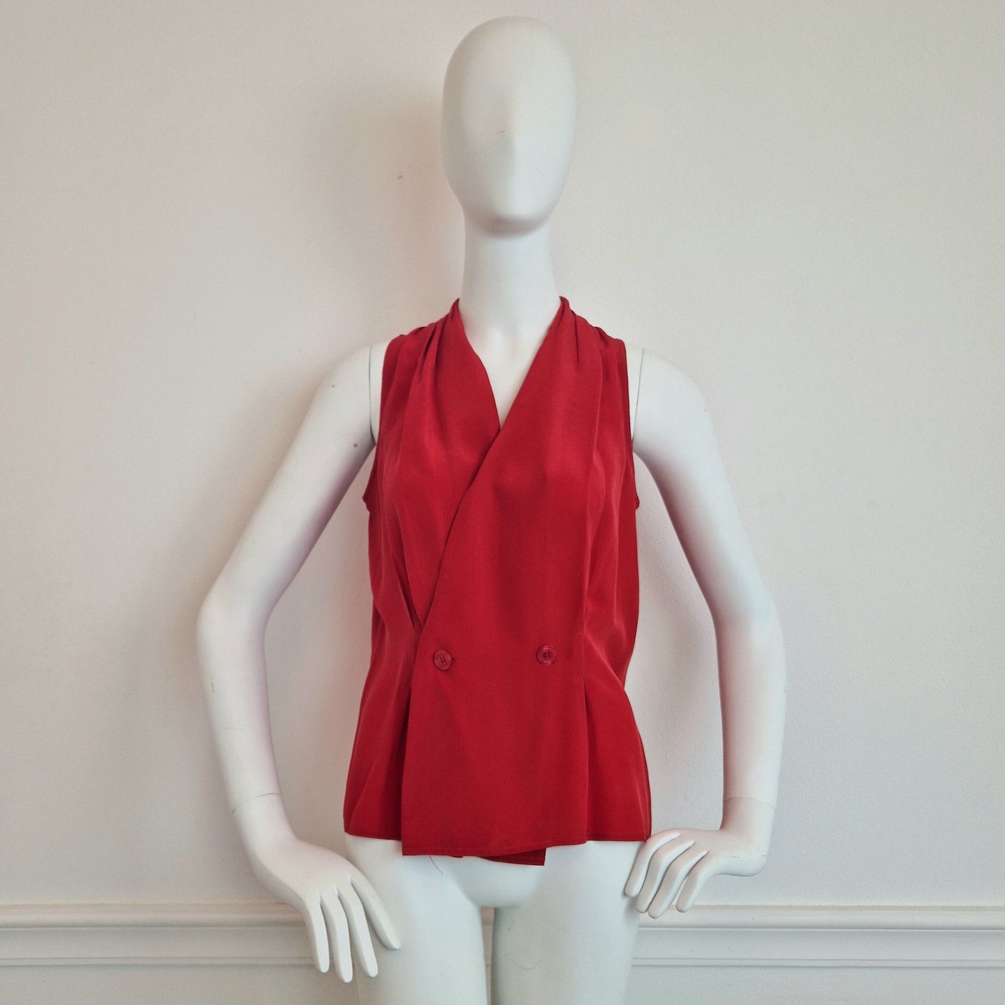 Top vintage rosso pura seta