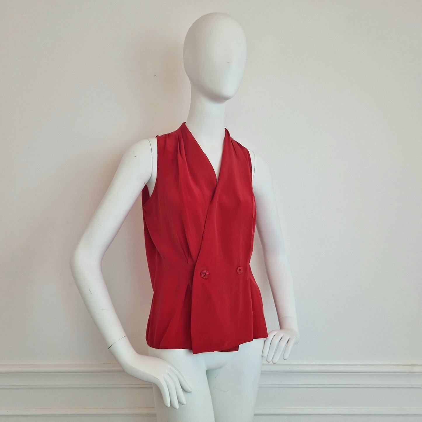 Top vintage rosso pura seta