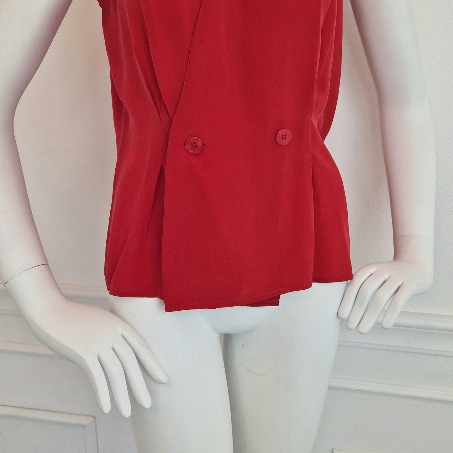 Top vintage rosso pura seta