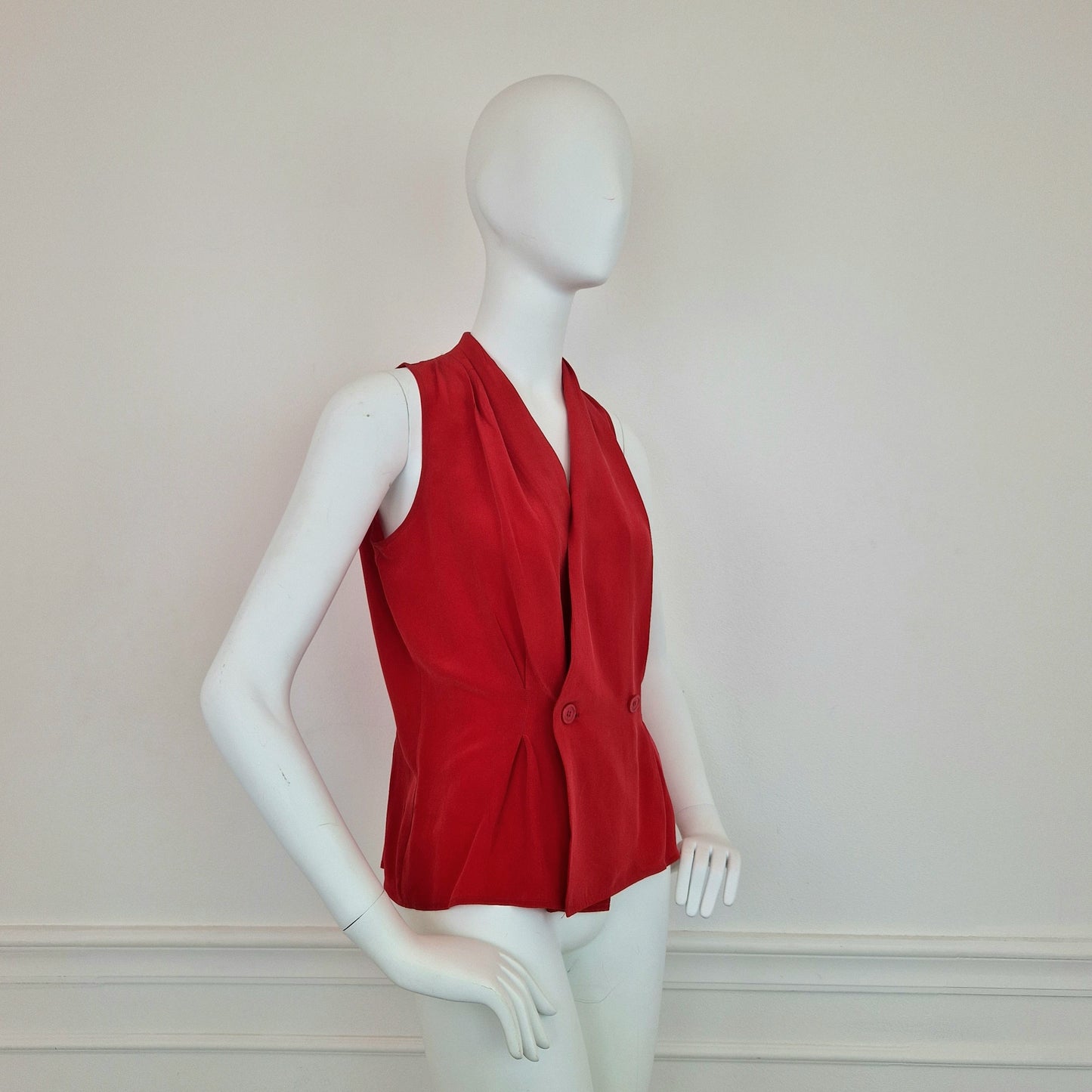 Top vintage rosso pura seta