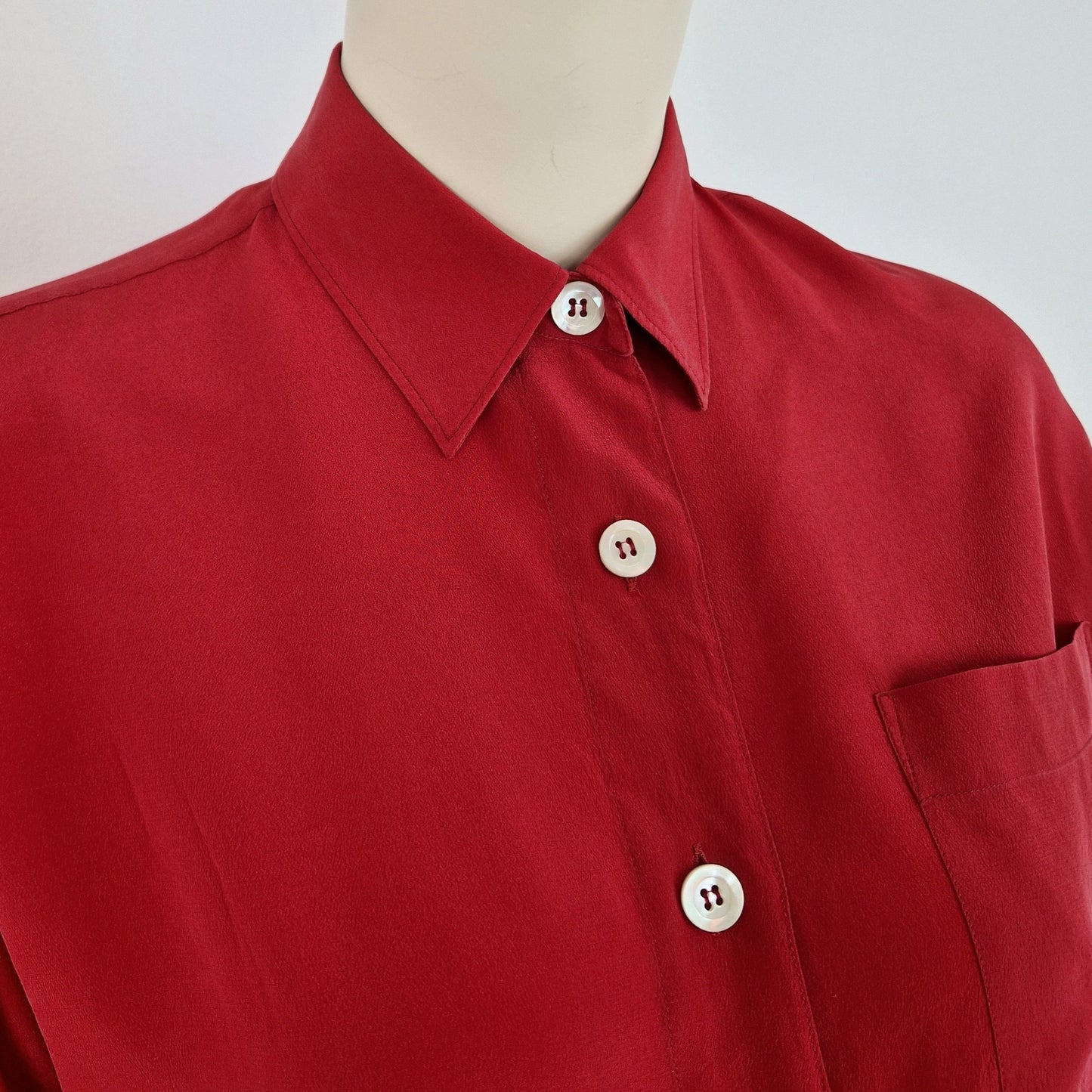 Camicia vintage asimmetrica seta rossa