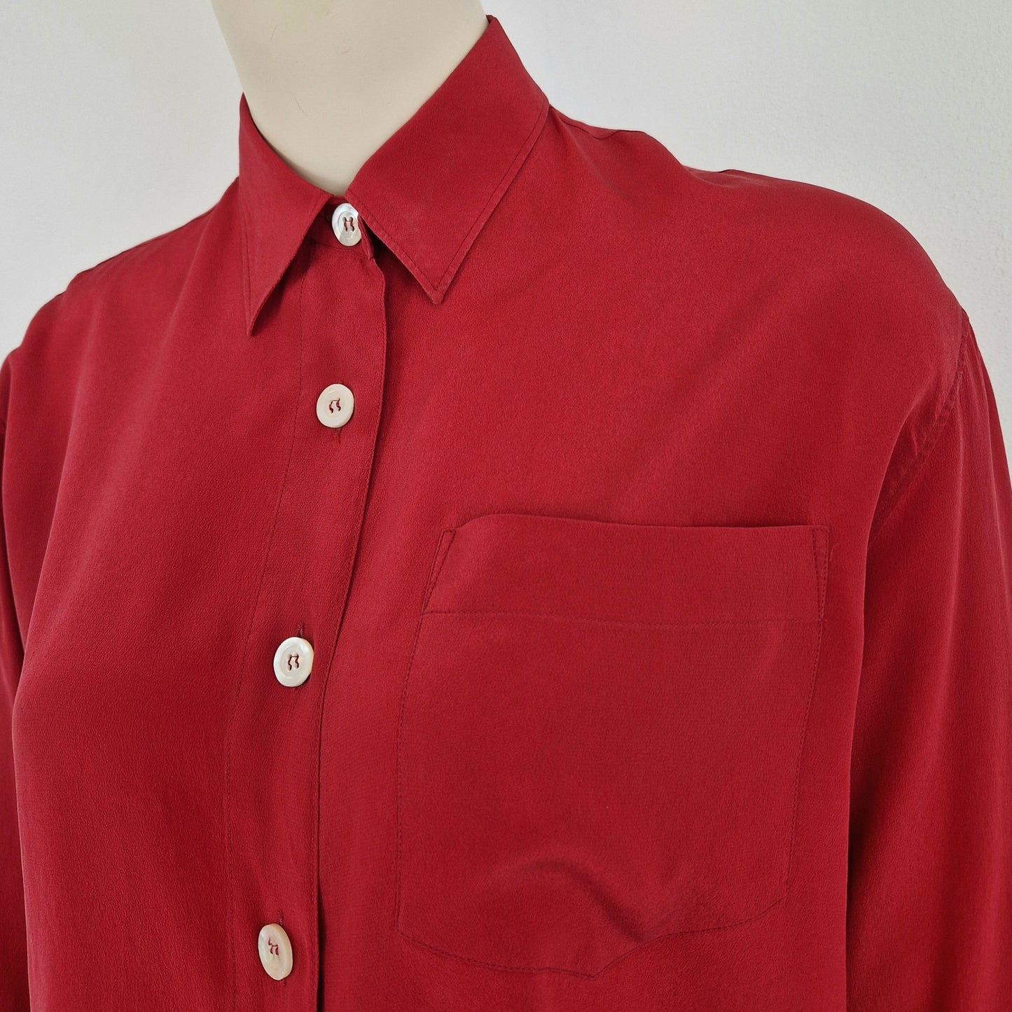 Camicia vintage asimmetrica seta rossa