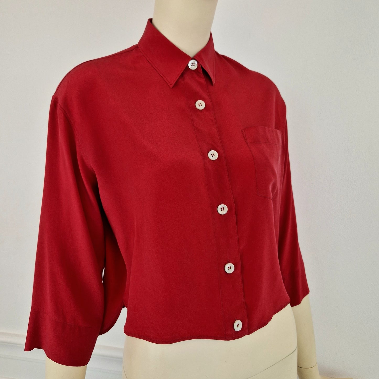 Camicia vintage asimmetrica seta rossa