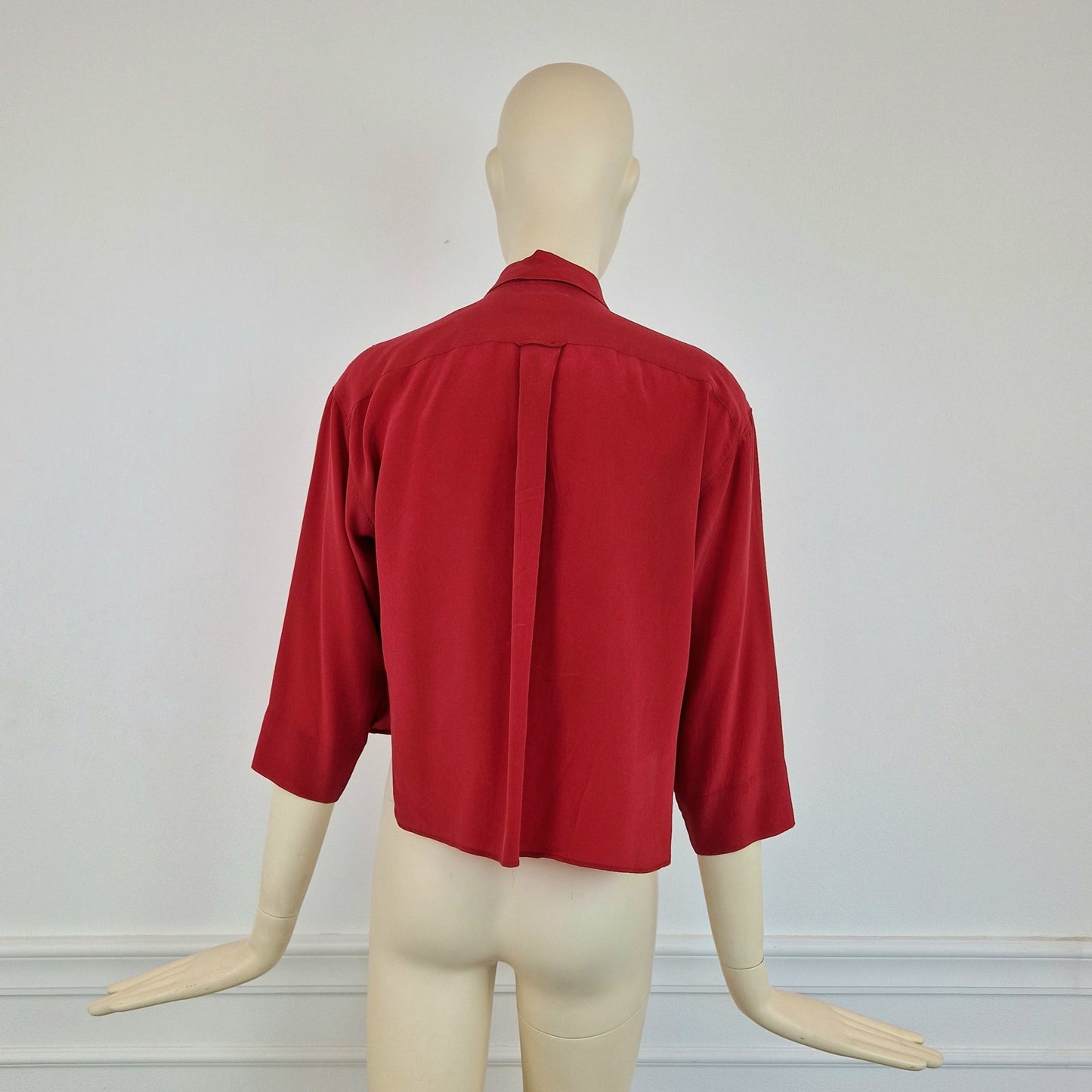 Camicia vintage asimmetrica seta rossa