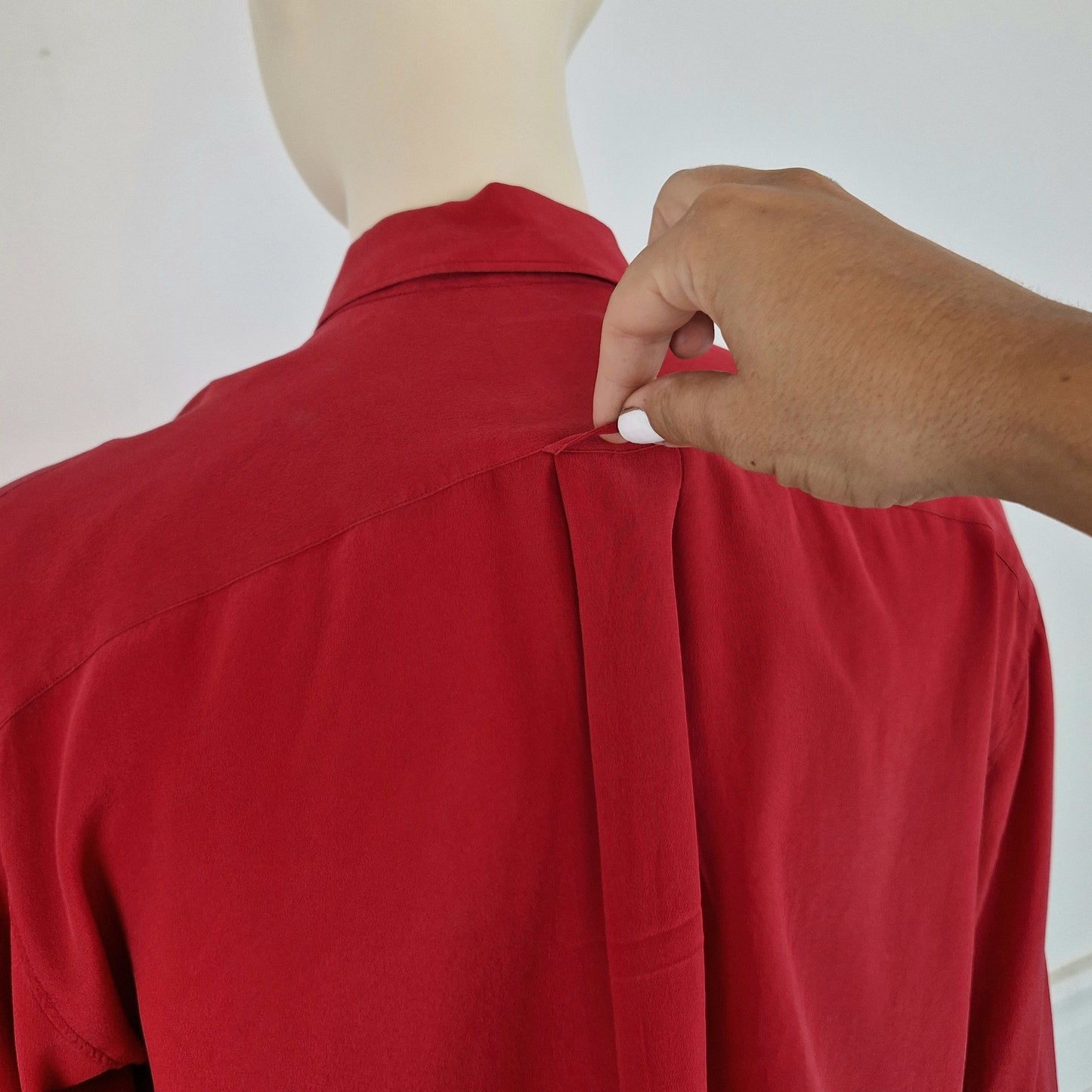 Camicia vintage asimmetrica seta rossa