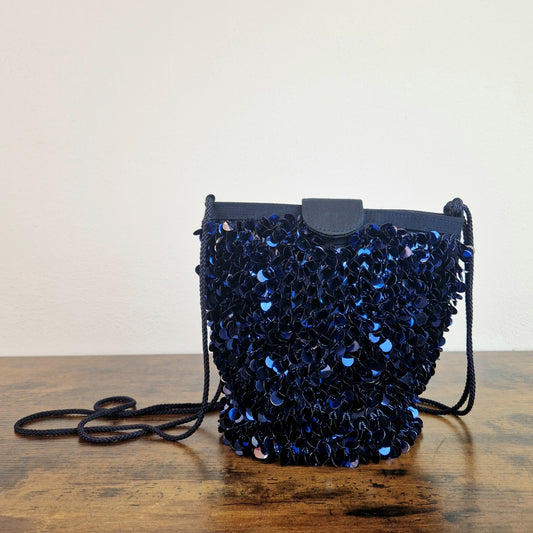 Borsa Braccialini paillettes tonde blu