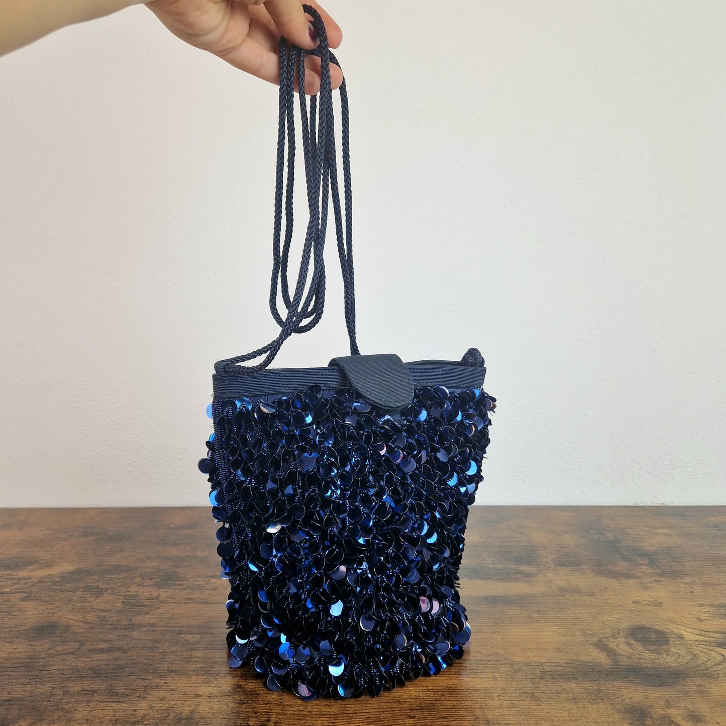 Borsa Braccialini paillettes tonde blu