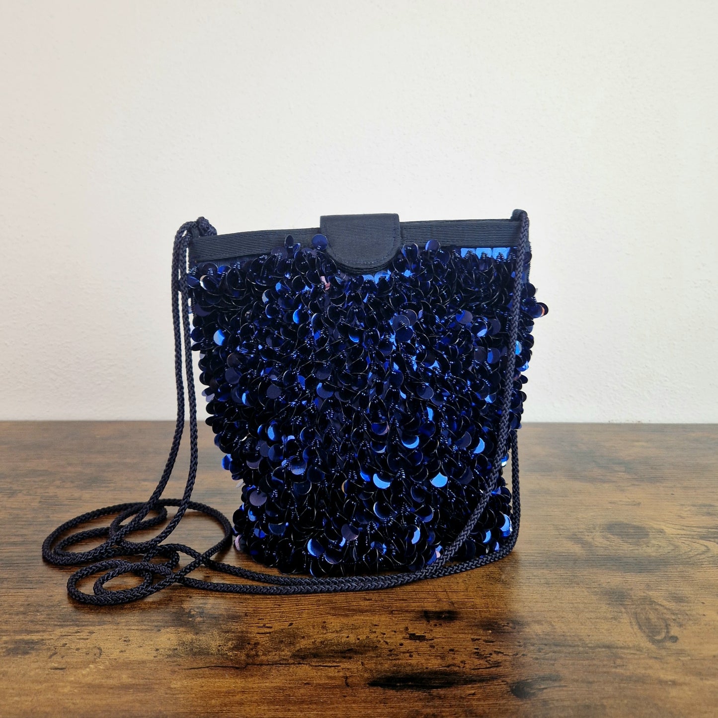 Borsa Braccialini paillettes tonde blu