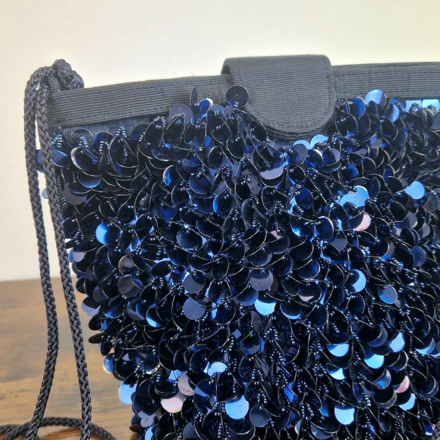 Borsa Braccialini paillettes tonde blu