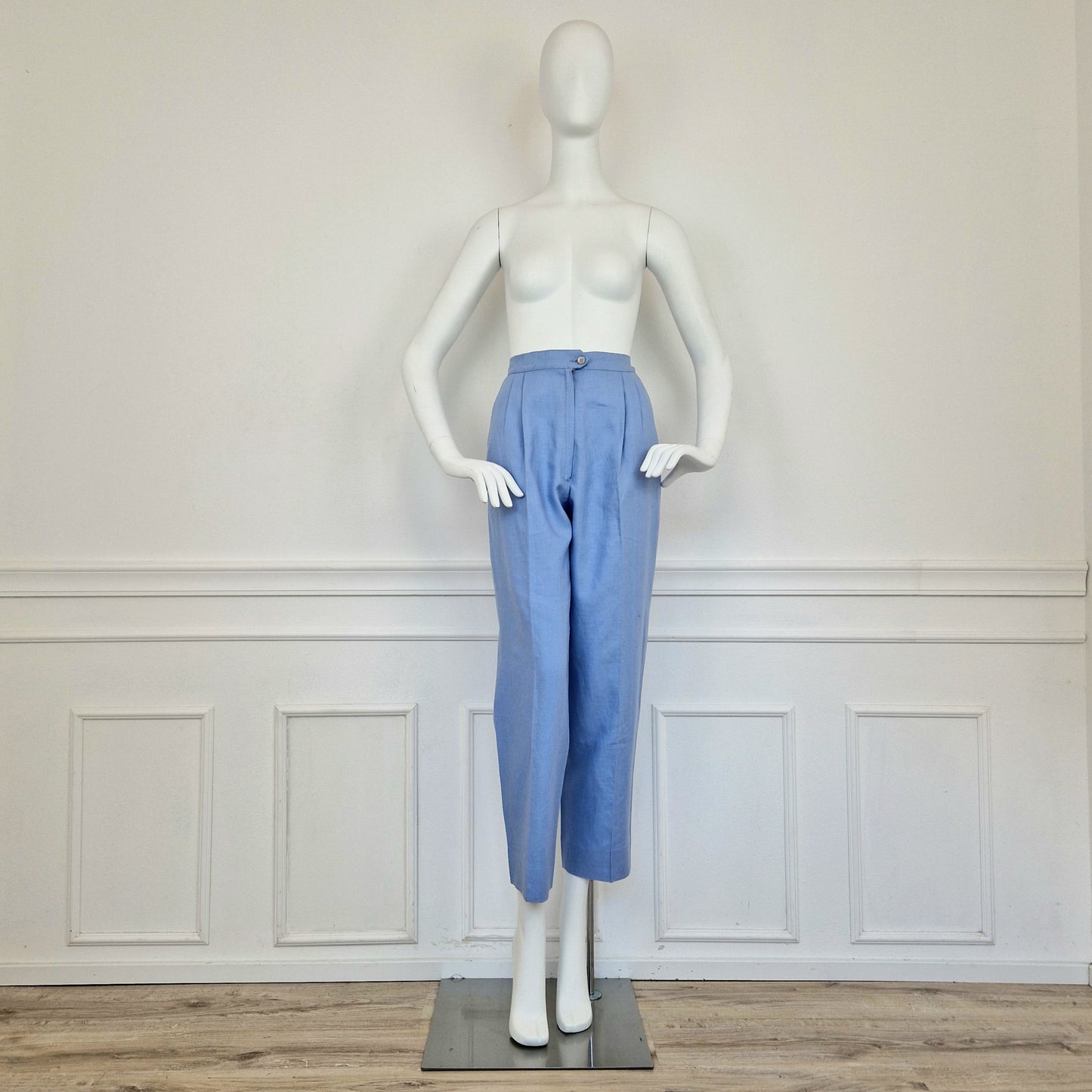 Pantaloni vintage azzurri lino