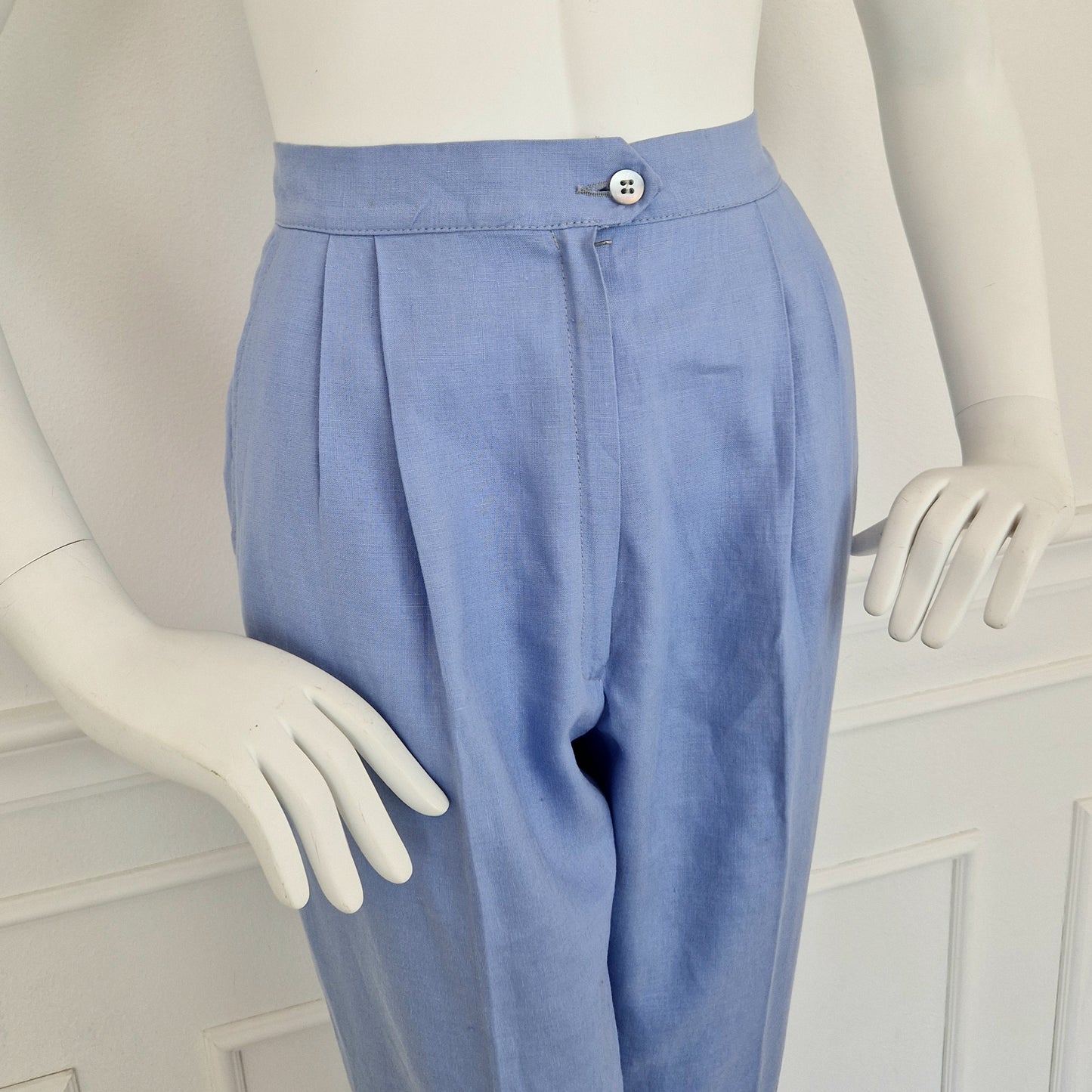 Pantaloni vintage azzurri lino