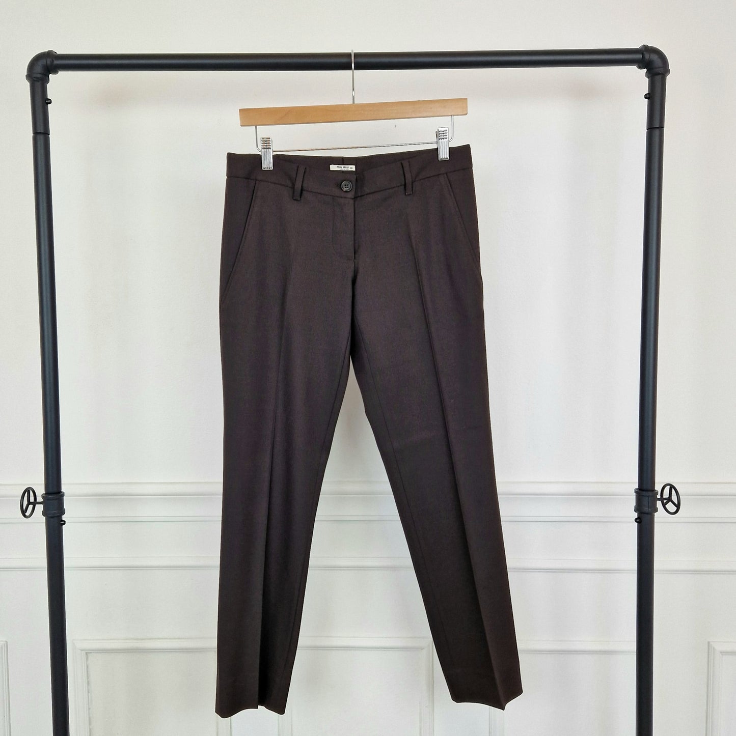 Pantaloni Miu Miu lana marroni