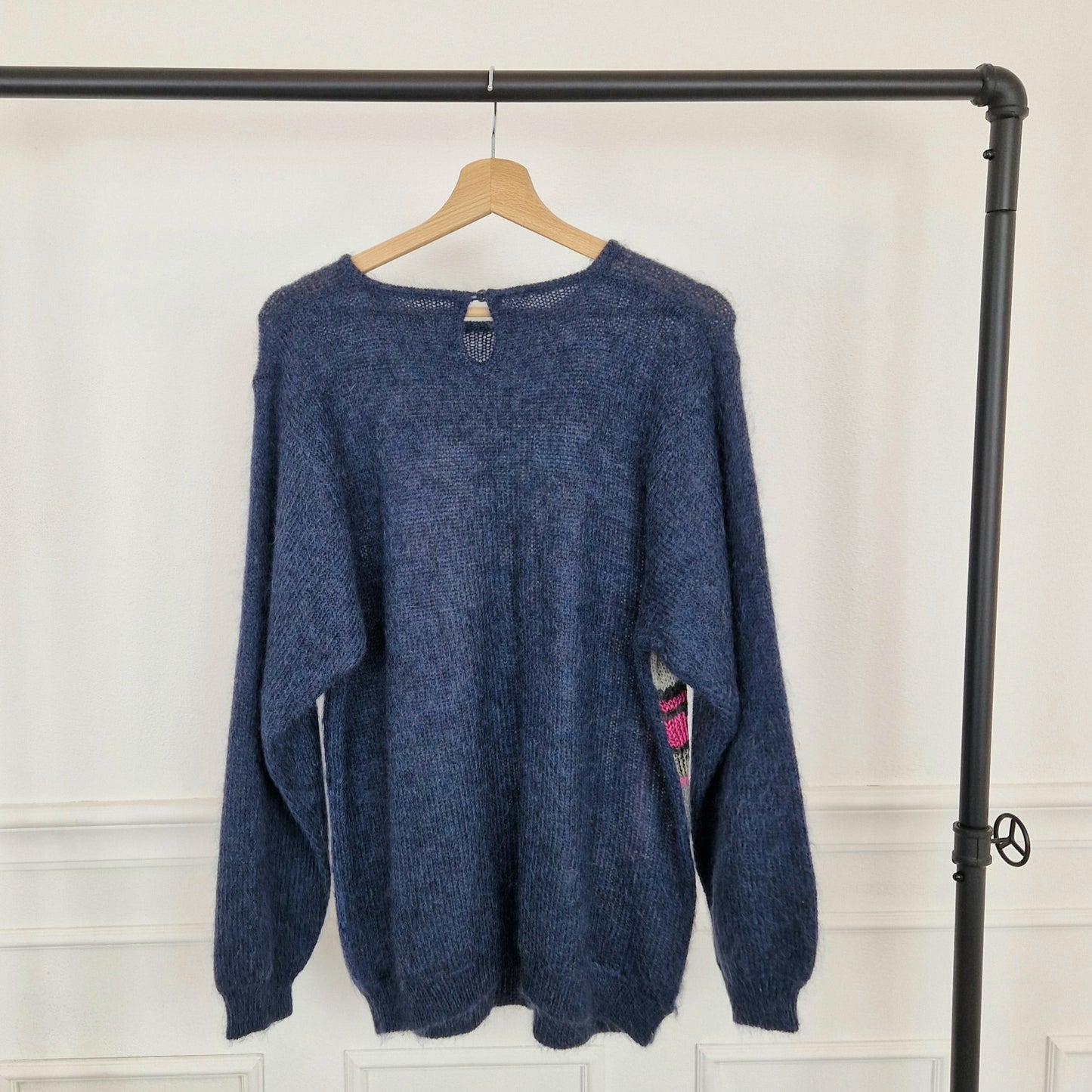 Maglione super kid mohair blu paesaggio invernale