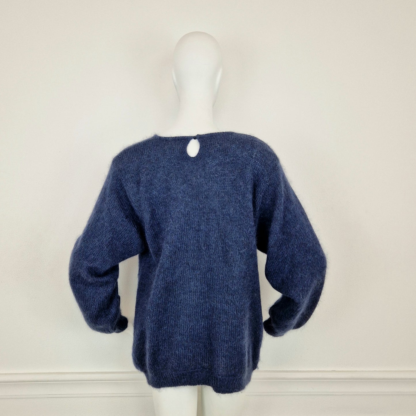 Maglione super kid mohair blu paesaggio invernale