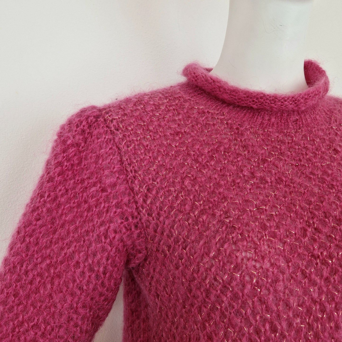 Maglione rosa con lurex dorato