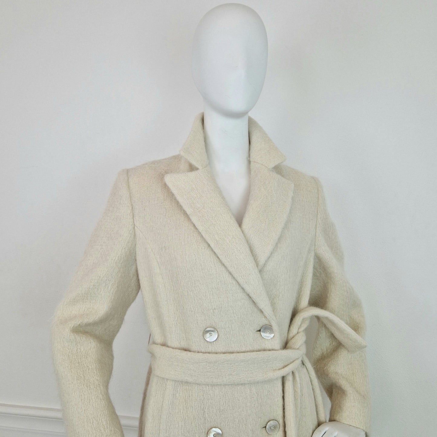 Cappotto bianco lana alpaca e mohair