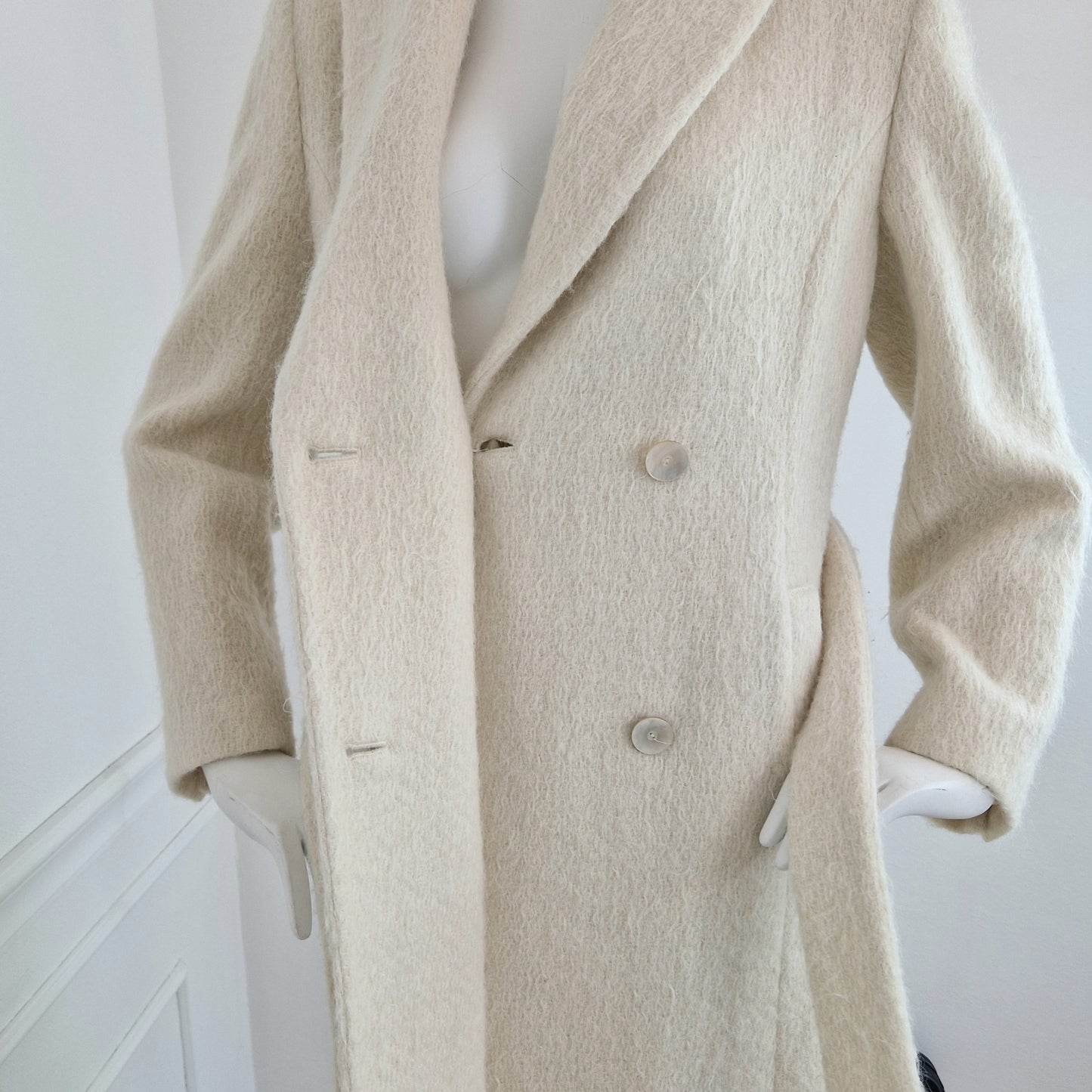 Cappotto bianco lana alpaca e mohair