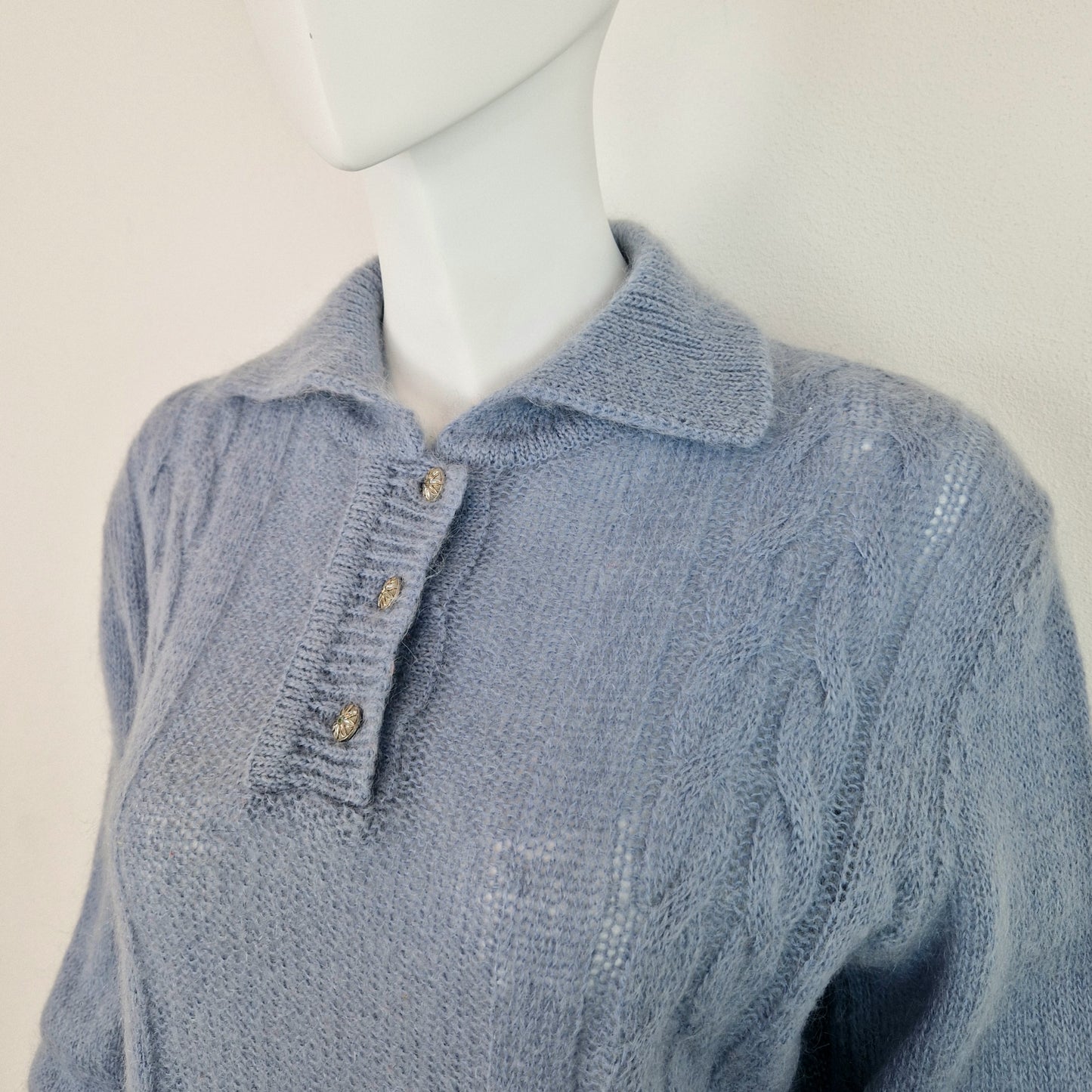 Maglione vintage azzurro ceruleo