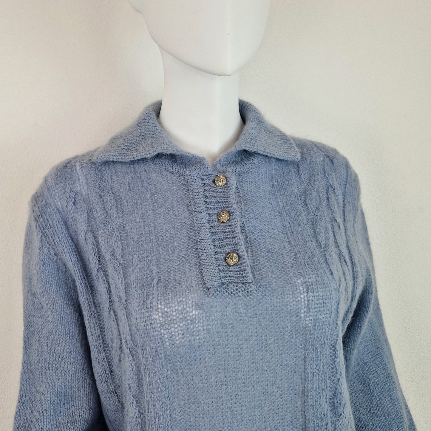 Maglione vintage azzurro ceruleo