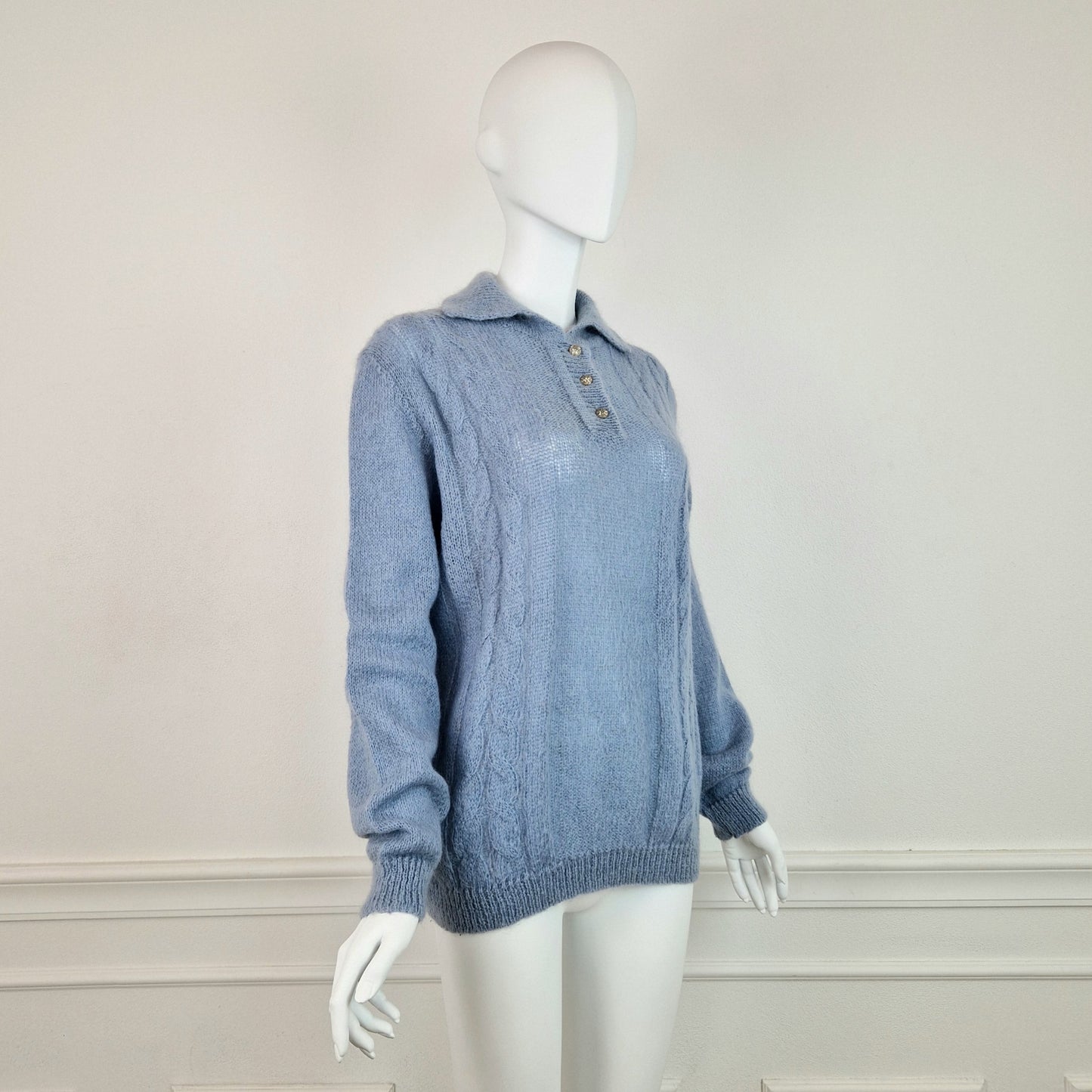 Maglione vintage azzurro ceruleo