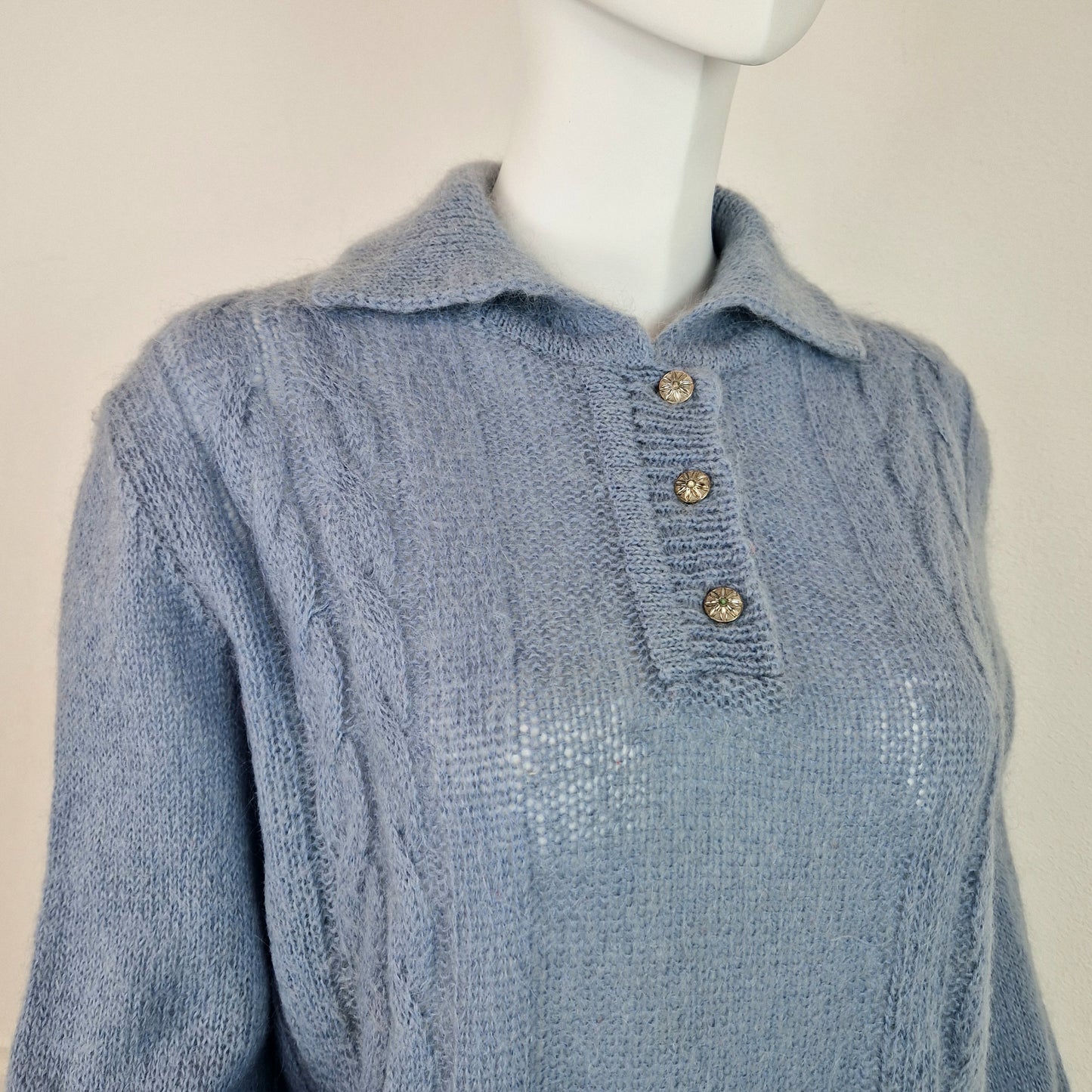 Maglione vintage azzurro ceruleo