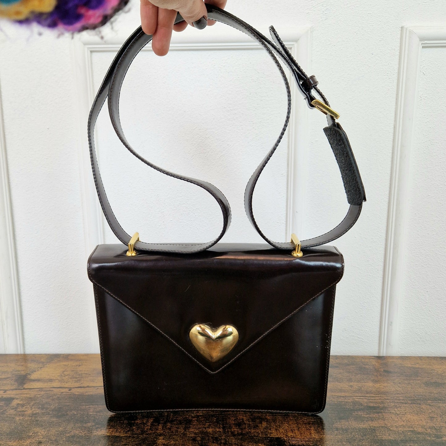 Borsa Moschino testa di moro con cuore oro