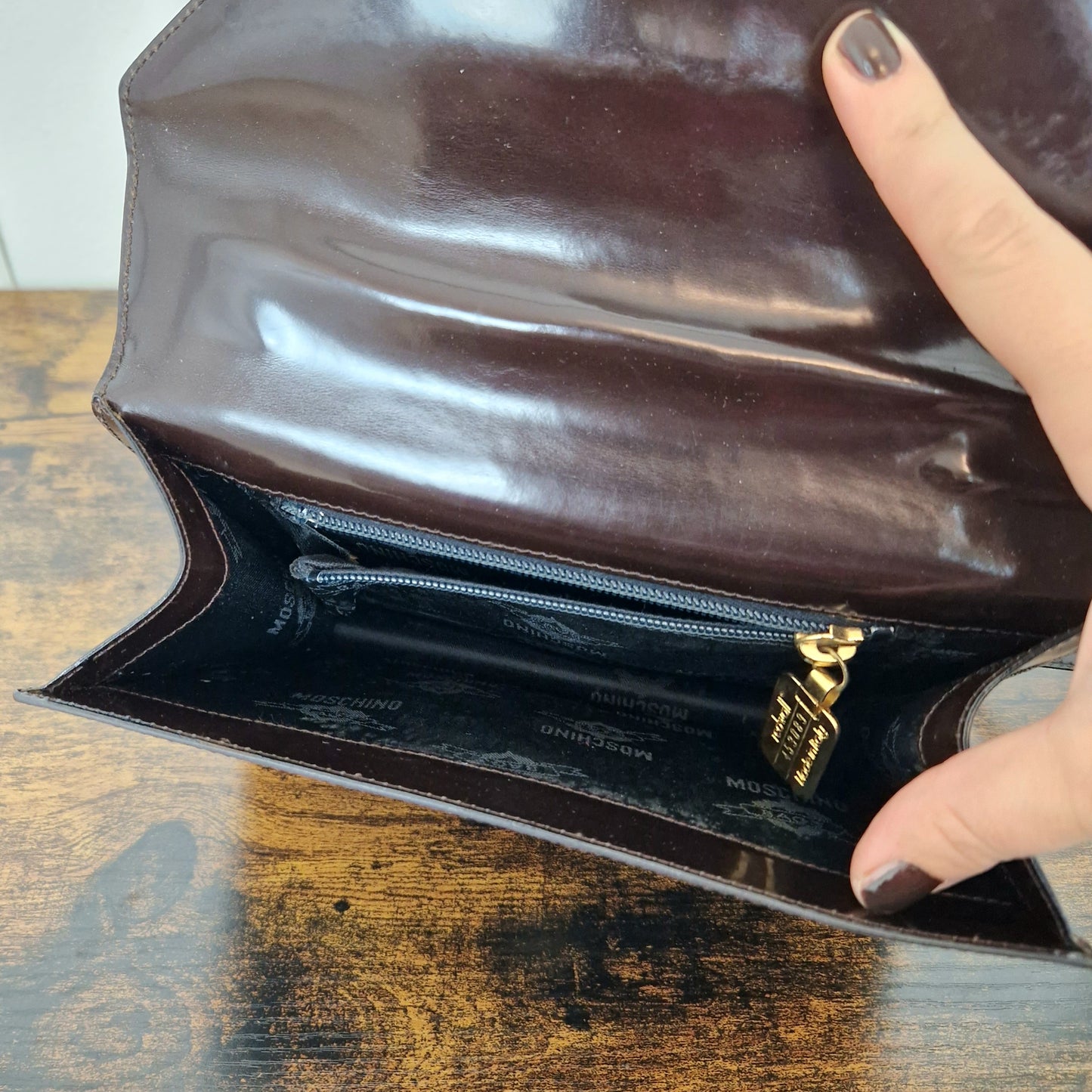 Borsa Moschino testa di moro con cuore oro