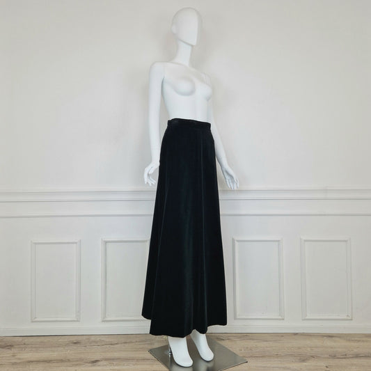 Maxi gonna lunga vintage velluto nero