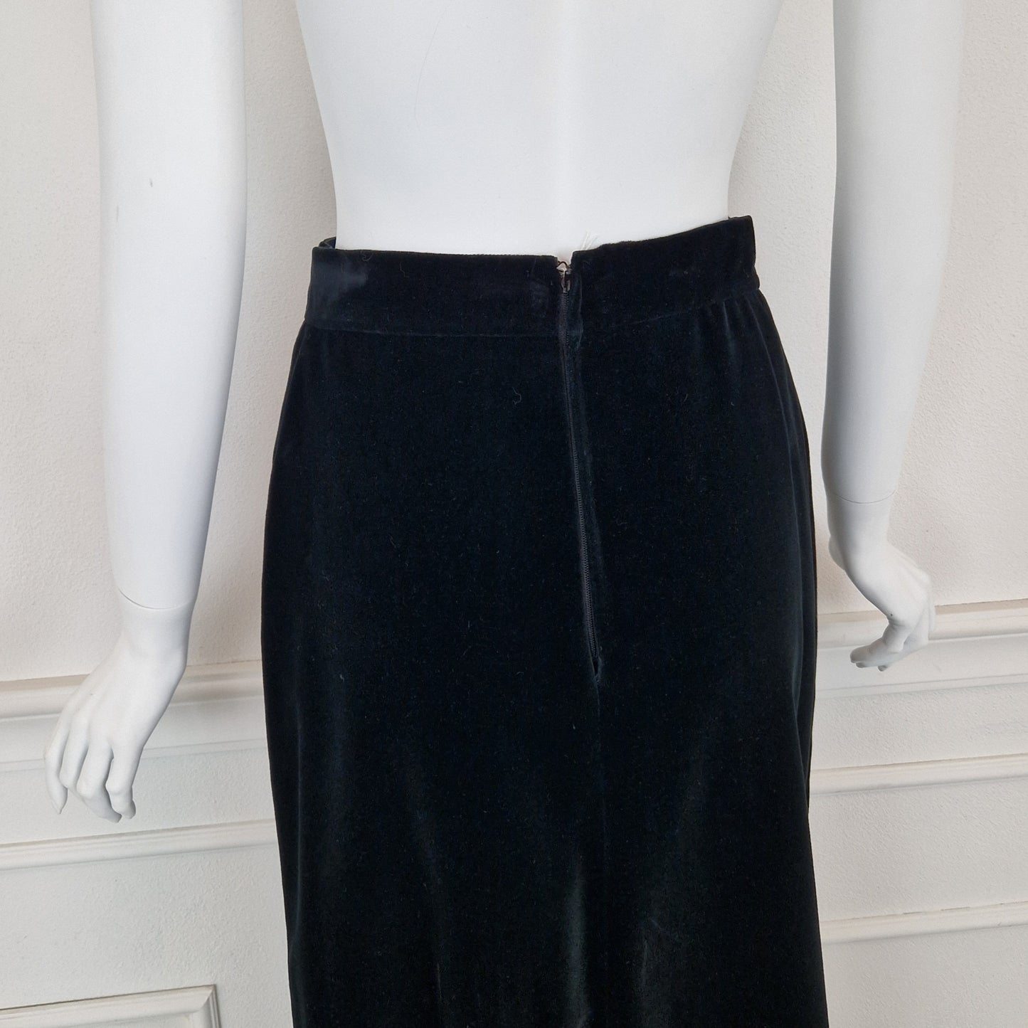 Maxi gonna lunga vintage velluto nero