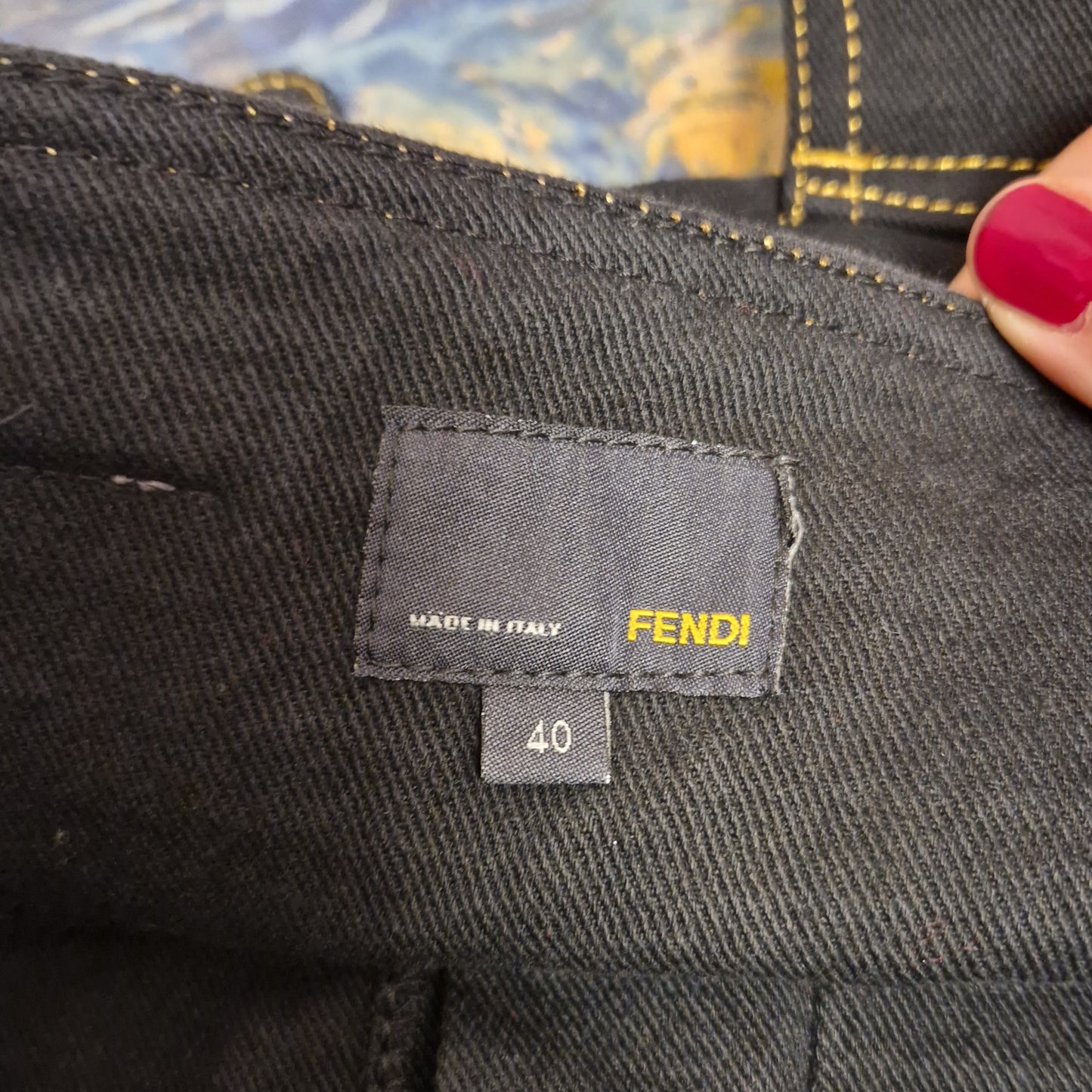 Jeans Fendi blu vita altissima