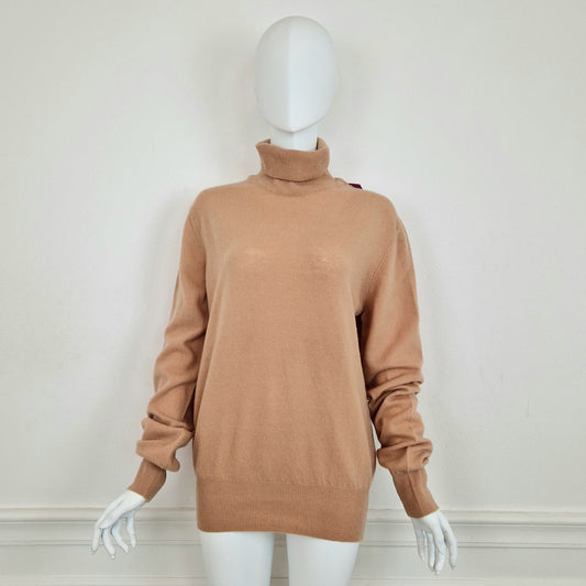 Maglione dolcevita cammello pura lana