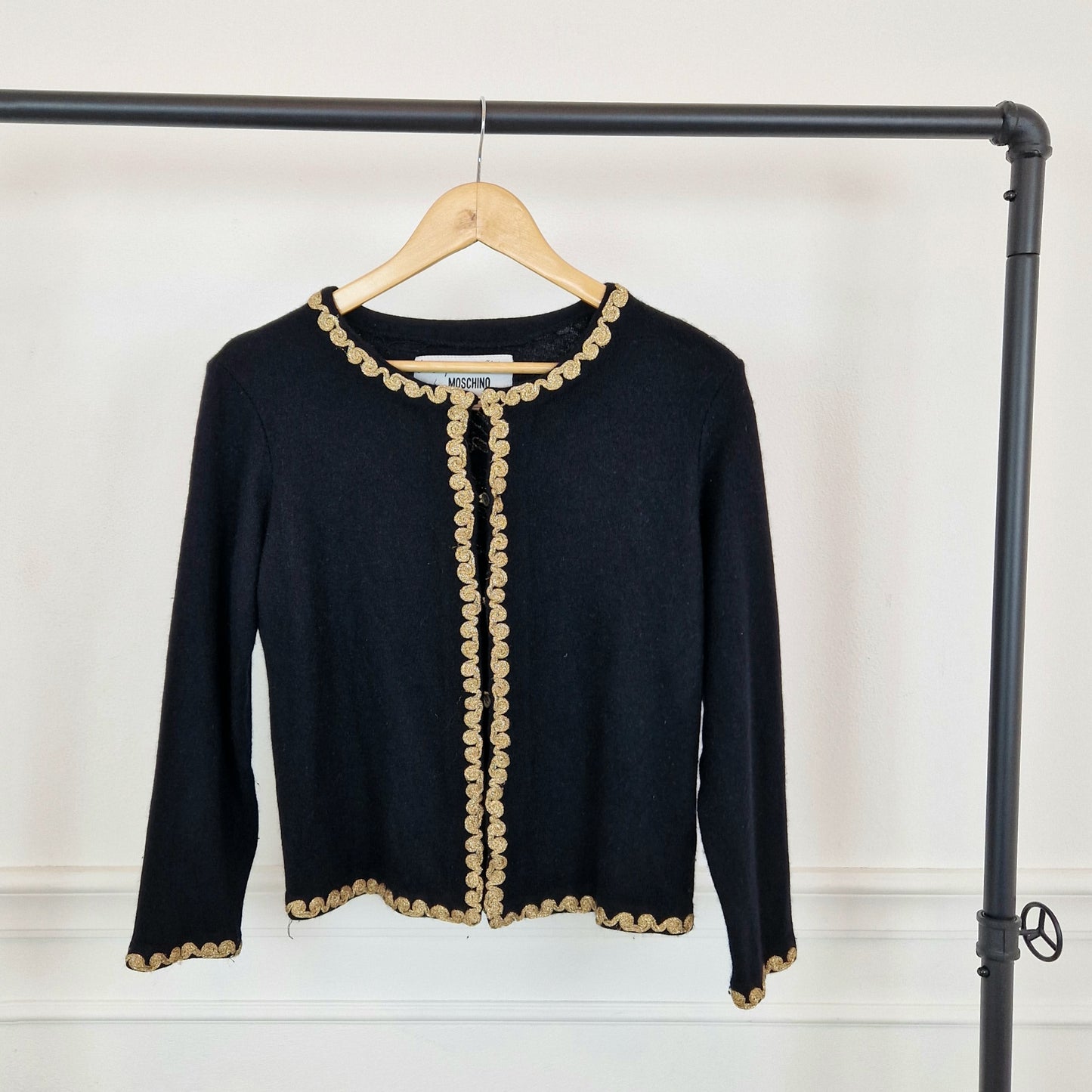 Cardigan Moschino nero e oro