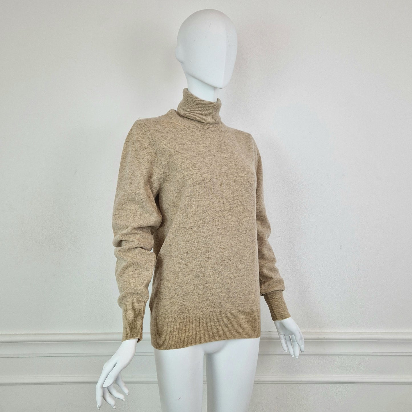 Maglione vintage collo alto sabbia