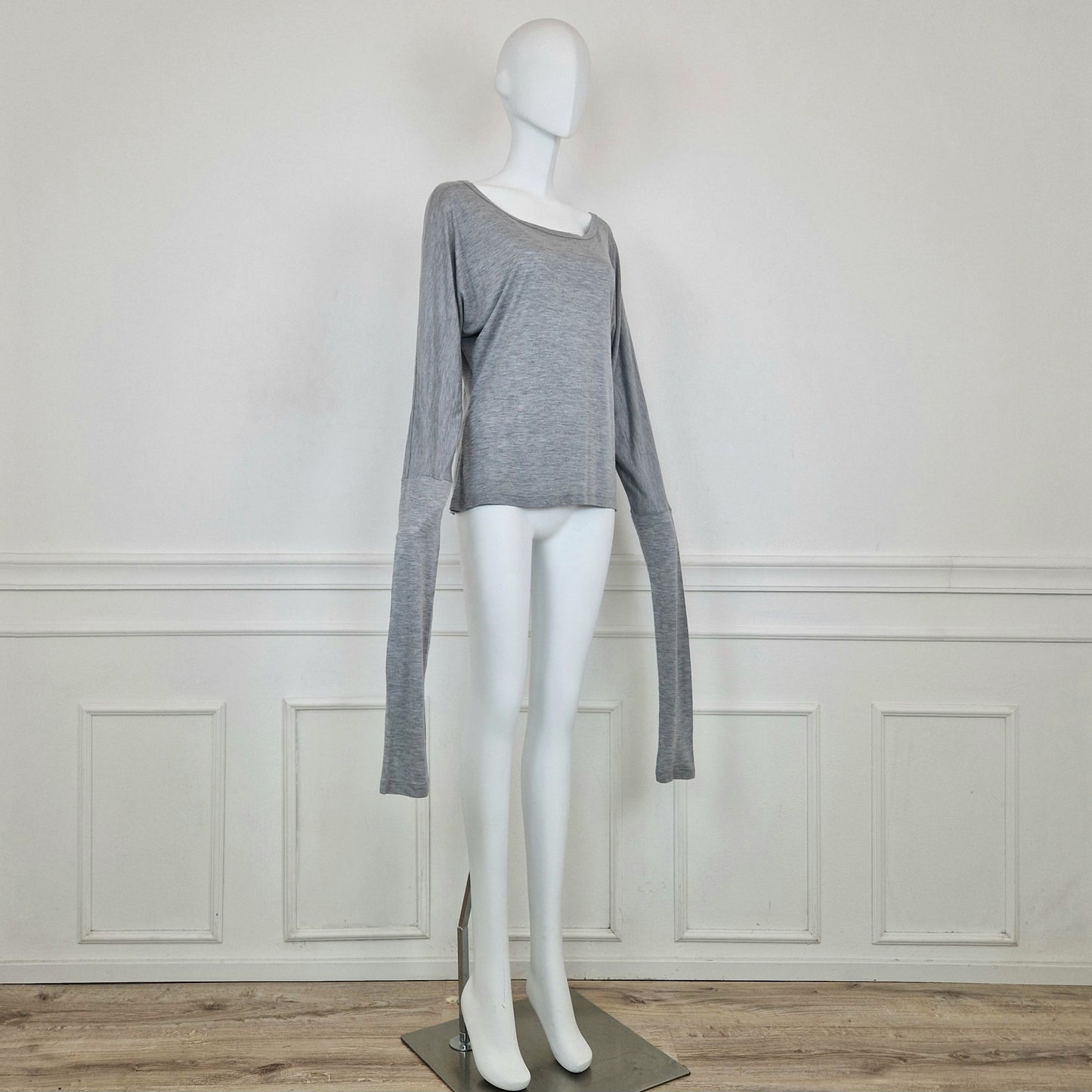 Maglia Martin Margiela grigia manica extra lunga