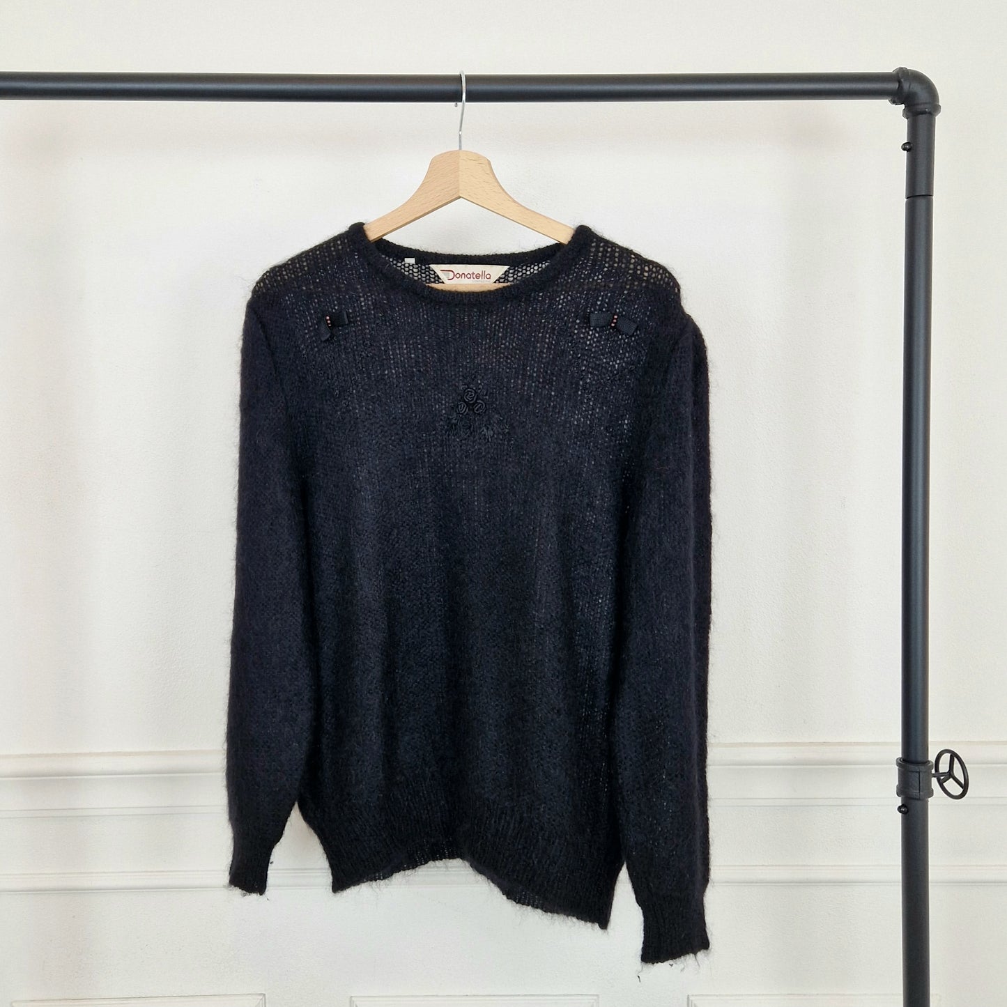 Maglione nero super kid mohair