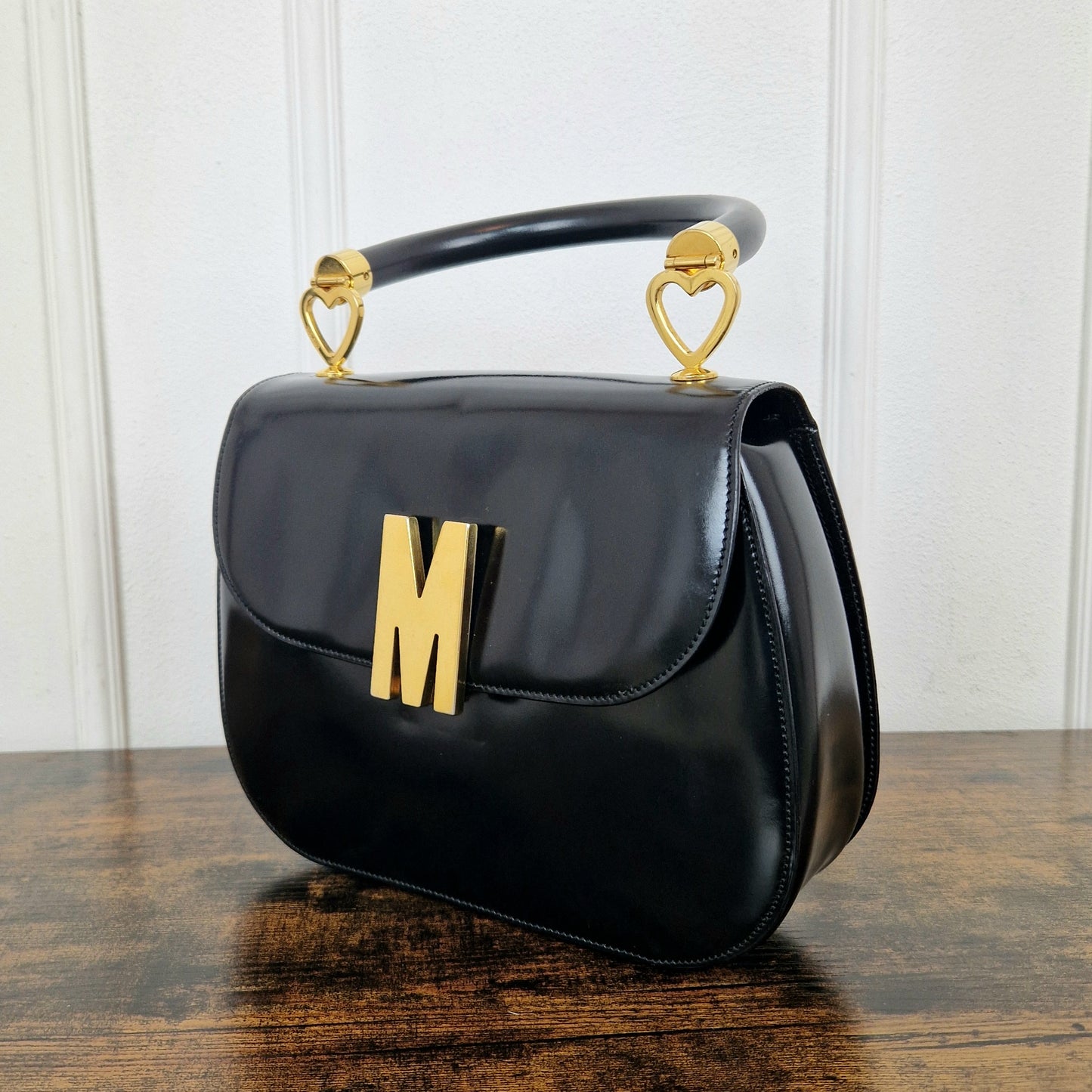 Borsa Moschino redwall nera M oro