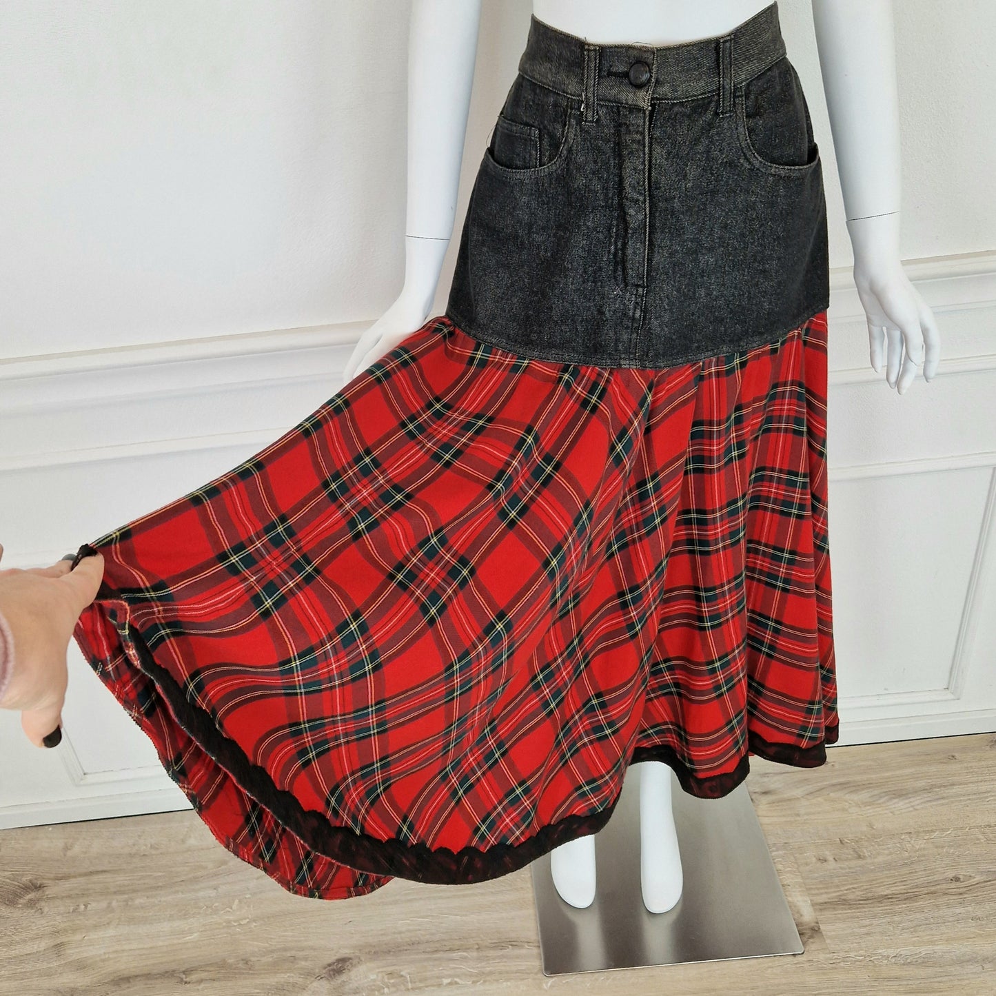 Maxi gonna Moschino denim&tartan