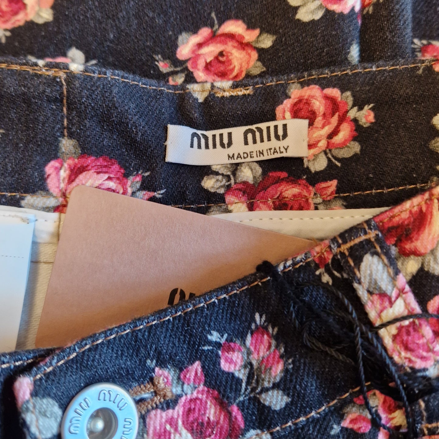 Maxi gonna Miu Miu denim con fiori