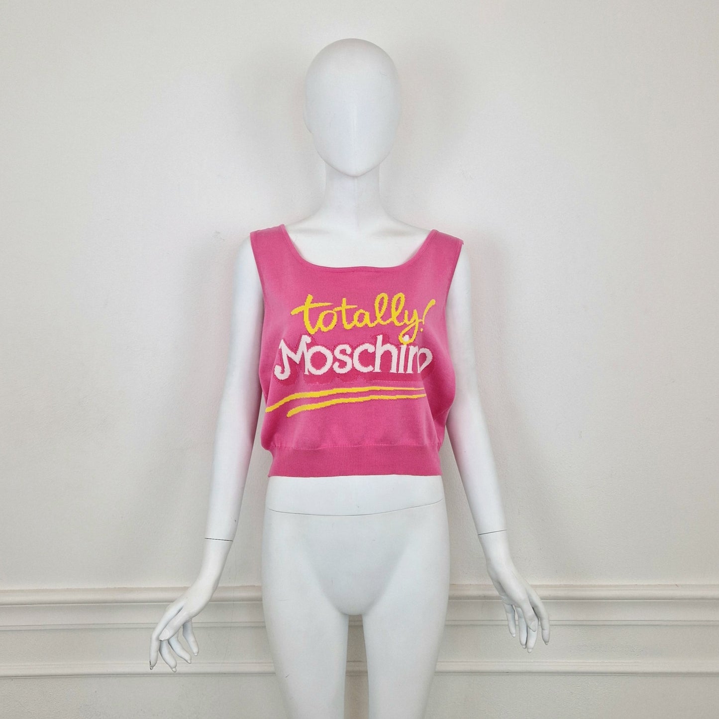 Top "Totally Moschino" maglia rosa