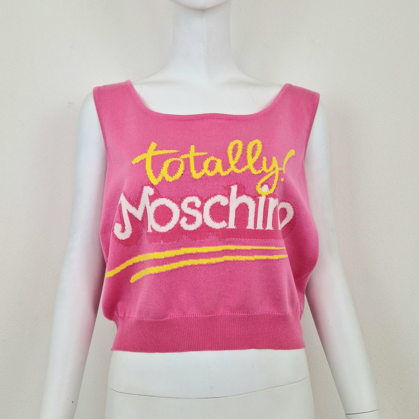 Top "Totally Moschino" maglia rosa