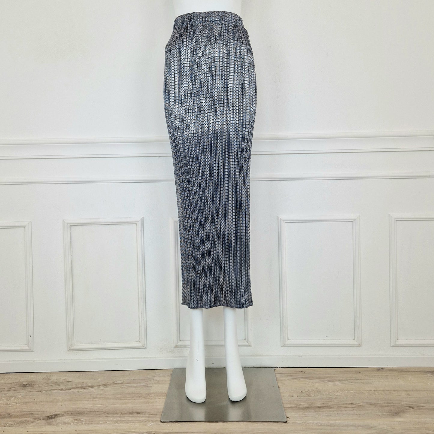 Gonna lunga Pleats Please Issey Miyake azzurro+argento