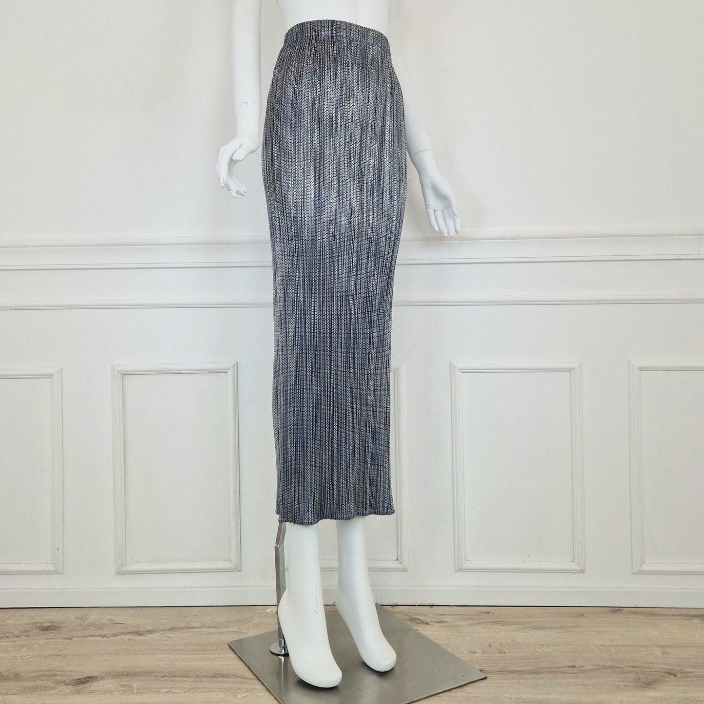 Gonna lunga Pleats Please Issey Miyake azzurro+argento