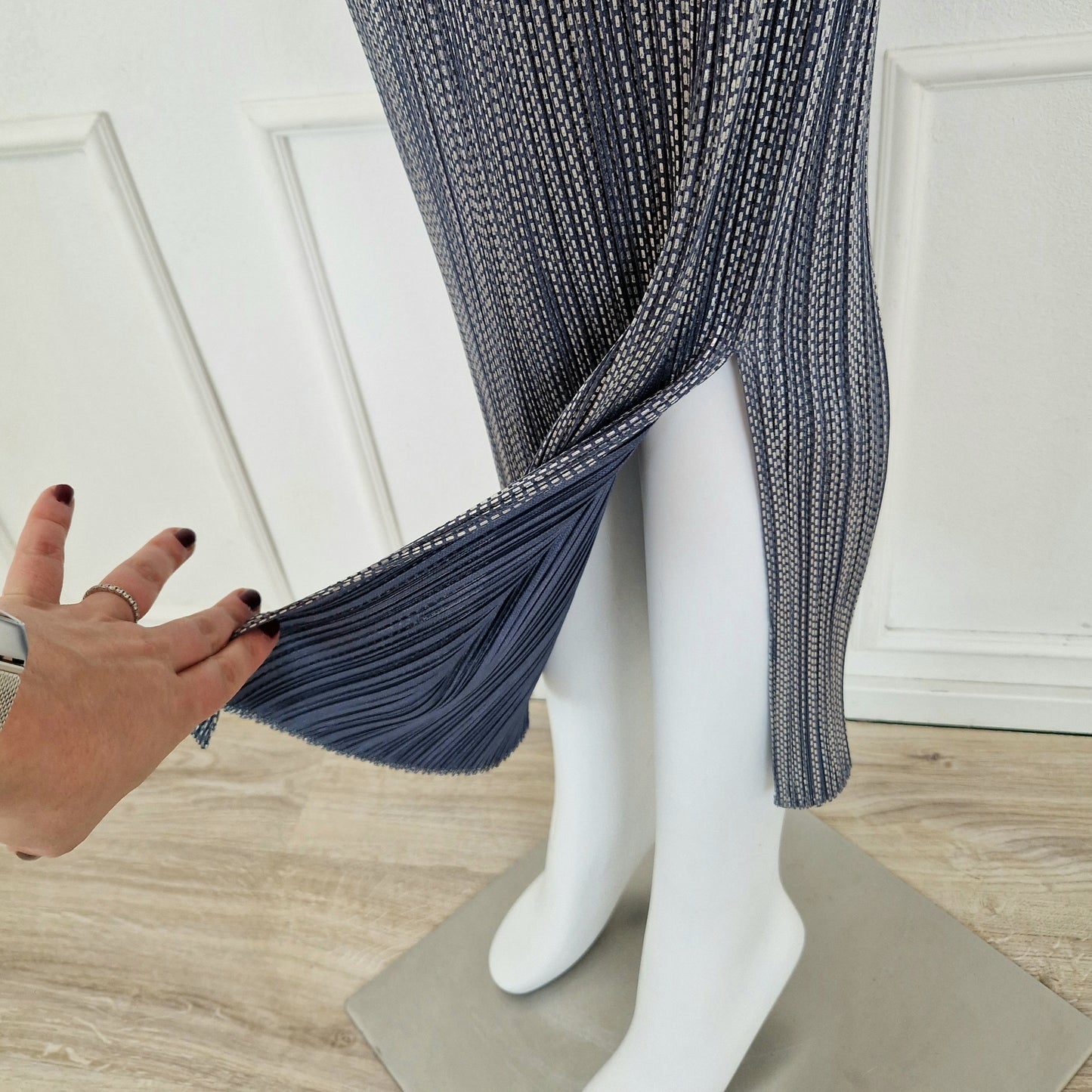 Gonna lunga Pleats Please Issey Miyake azzurro+argento