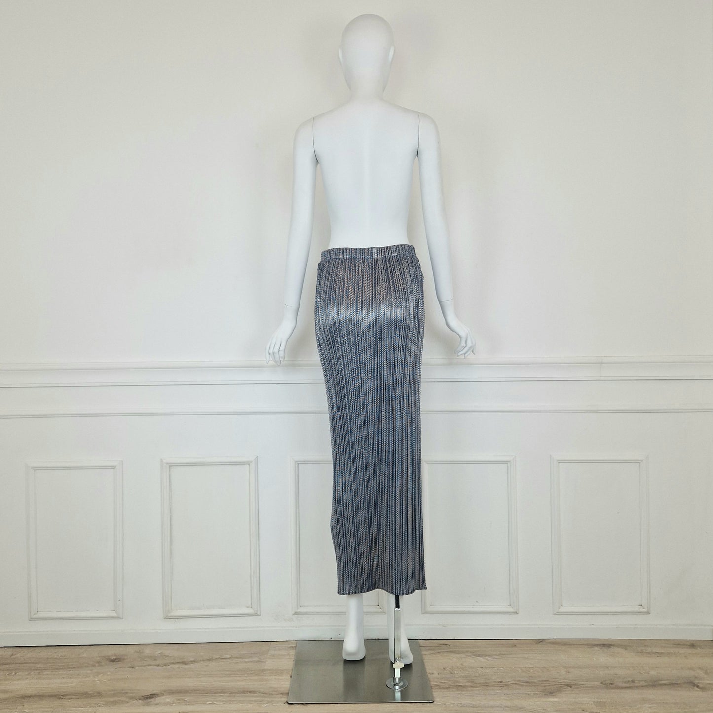 Gonna lunga Pleats Please Issey Miyake azzurro+argento